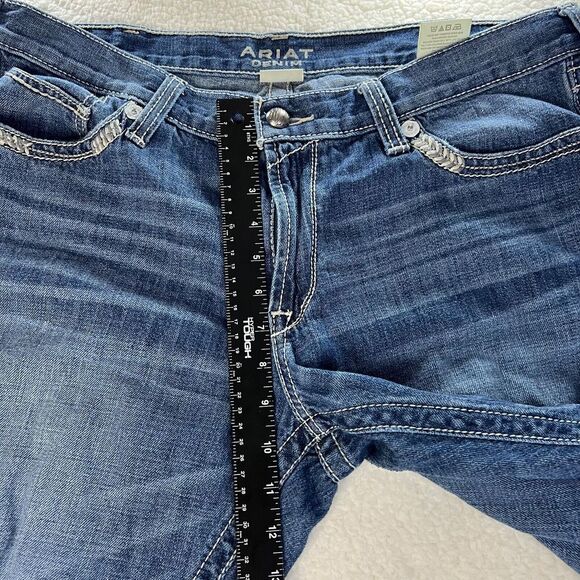 Ariat Denim Jeans Womens 33 Regular Blue Boyfriend Fit Dark Wash Stretch Denim - Picture 11 of 16